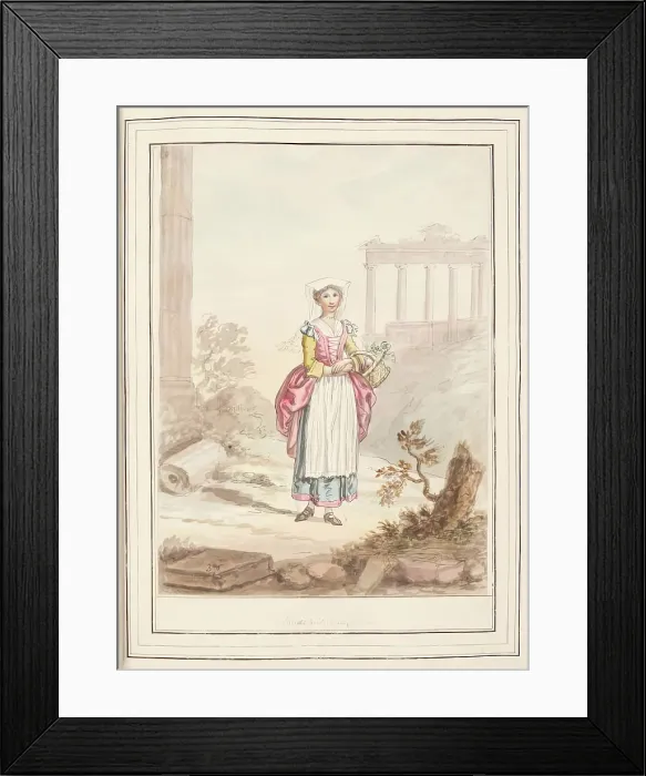 Framed Print : Freschetana Girl, leaf from A Collection of Dresses by David Allan Mostly from Nature, 1776 Framed Print : Freschetana Girl, leaf from A Collection of Dresses by David Allan Mostly from Nature, 1776