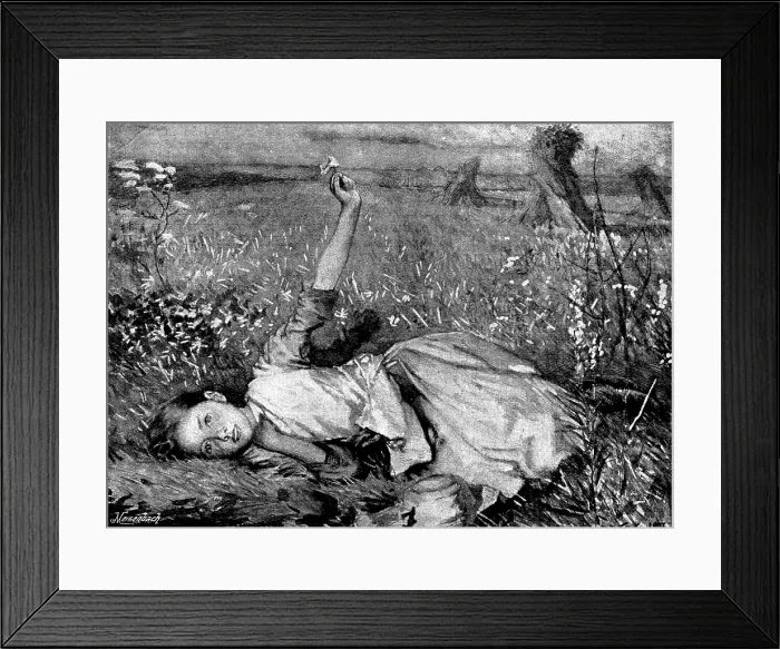 Framed Print : 'Even-Song' - by George Clausen, A.R.A. 1895. Creator: George Meisenbach Framed Print : 'Even-Song' - by George Clausen, A.R.A. 1895. Creator: George Meisenbach