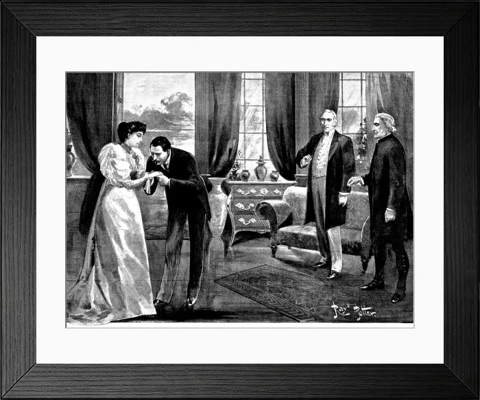 Framed Print : 'A Leader of Men, ' the new play at the Comedy Theatre, 1895. Creator: George Meisenbach Framed Print : 'A Leader of Men, ' the new play at the Comedy Theatre, 1895. Creator: George Meisenbach