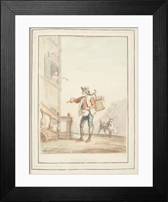 Framed Print : Milkman of Rome, leaf from A Collection of Dresses by David Allan Mostly from Nature, 1776 Framed Print : Milkman of Rome, leaf from A Collection of Dresses by David Allan Mostly from Nature, 1776