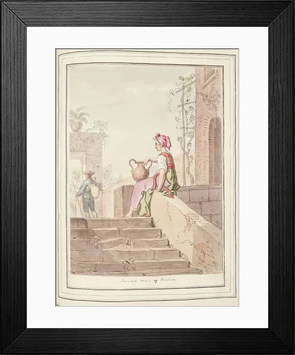 Framed Print : Servant Maid of Procida, leaf from A Collection of Dresses by David Allan Mostly from Nature, 1776 Creator: David Allan. Servant Maid of Procida