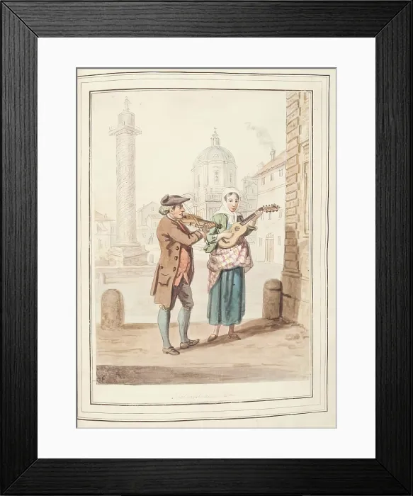 Framed Print : Strolling Fiddlers, Rome, leaf from A Collection of Dresses by David Allan Mostly from Nature, 1776 Creator: David Allan. Strolling Fiddlers, Rome Framed Print : Strolling Fiddlers, Rome, leaf from A Collection of Dresses by David Allan Mostly from Nature, 1776 Creator: David Allan. Strolling Fiddlers, Rome