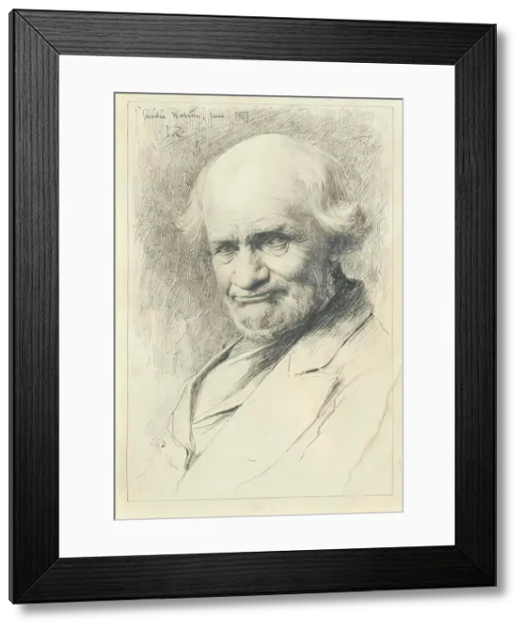 Framed Print : Geordie Webster-Illustration to 'Johnny Gibb of Gushetneuk' by William Alexander, 1877. Creator: George Reid Framed Print : Geordie Webster-Illustration to 'Johnny Gibb of Gushetneuk' by William Alexander, 1877. Creator: George Reid