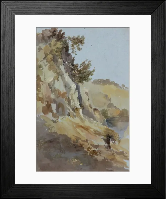 Framed Print : Lago Agnano and the Grotta del Cane, 1825. Creator: James William Giles Framed Print : Lago Agnano and the Grotta del Cane, 1825. Creator: James William Giles