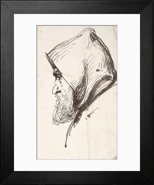 Framed Print : Profile Head of Bearded Man Wearing a Hood, c1840-1867. Creator: John Phillip Framed Print : Profile Head of Bearded Man Wearing a Hood, c1840-1867. Creator: John Phillip