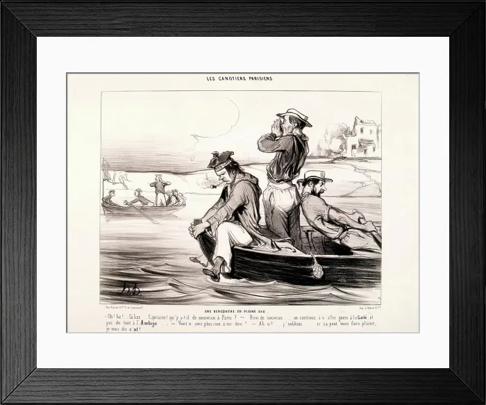Framed Print : Les Canotiers Parisiens. Une rencontre en pleine eau, 1843. Creator: Honore Daumier Framed Print : Les Canotiers Parisiens. Une rencontre en pleine eau, 1843. Creator: Honore Daumier