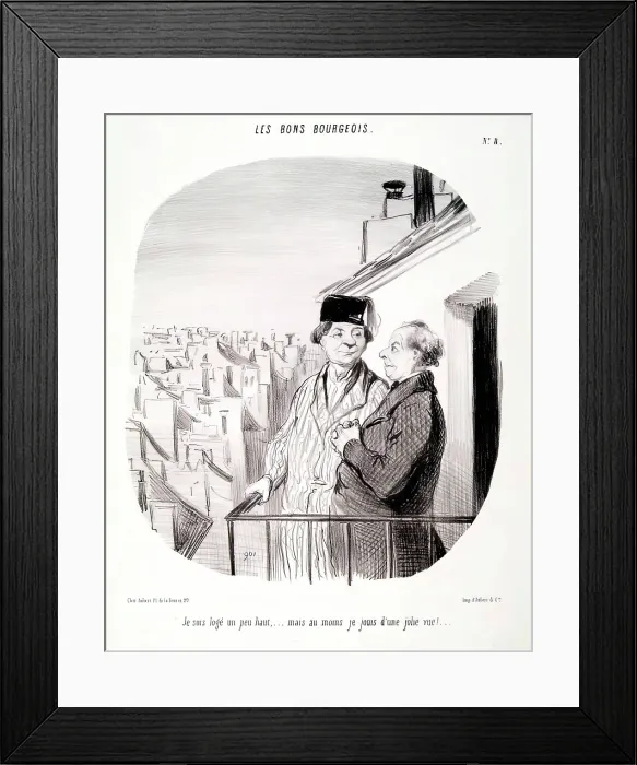 Framed Print : Les Bons Bourgeois. Je suis loge un peu haut..... 1846. Creator: Honore Daumier Framed Print : Les Bons Bourgeois. Je suis loge un peu haut..... 1846. Creator: Honore Daumier