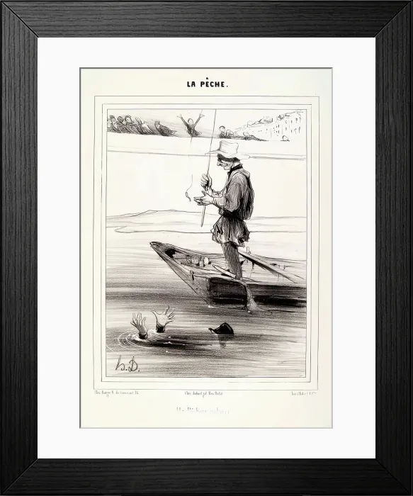 Framed Print : La Peche. Un Pecheur Endurci, 1840. Creator: Honore Daumier Framed Print : La Peche. Un Pecheur Endurci, 1840. Creator: Honore Daumier