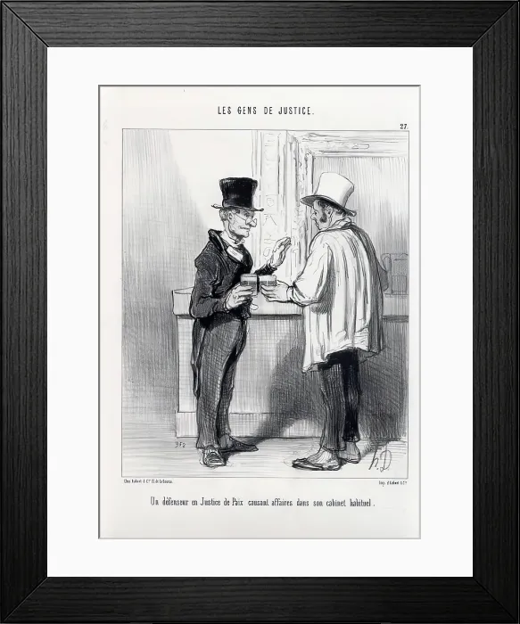 Framed Print : Les Gens de Justice. Un defenseur en Justice de Paix causant affaires... 1840. Creator: Honore Daumier Framed Print : Les Gens de Justice. Un defenseur en Justice de Paix causant affaires... 1840. Creator: Honore Daumier