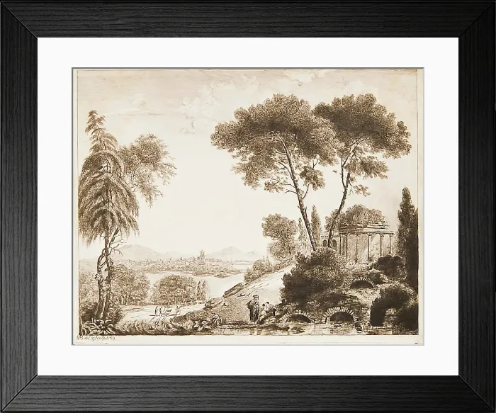 Framed Print : Landscape in the Manner of Claude, (c1630s), c1758. Creator: William Baillie Framed Print : Landscape in the Manner of Claude, (c1630s), c1758. Creator: William Baillie