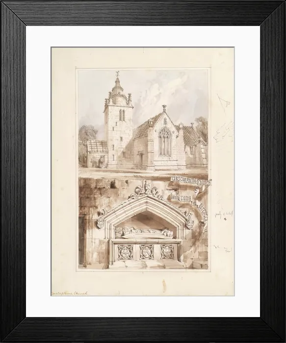 Framed Print : Corstorphine Church - Exterior and Forester's Tomb, 1848-1852. Creator: Robert William Billings. Corstorphine Church - Exterior and Forester's Tomb, 1848-1852 Framed Print : Corstorphine Church - Exterior and Forester's Tomb, 1848-1852. Creator: Robert William Billings. Corstorphine Church - Exterior and Forester's Tomb, 1848-1852