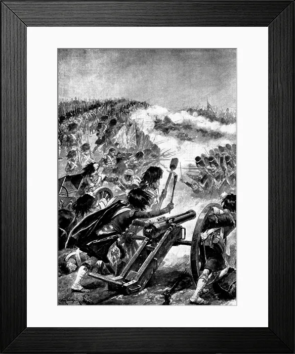 Framed Print : Battles of the British Army...Vimiero: the Highlanders turning the captured guns on the French, 1895 Creator: George Meisenbach Framed Print : Battles of the British Army...Vimiero: the Highlanders turning the captured guns on the French, 1895 Creator: George Meisenbach