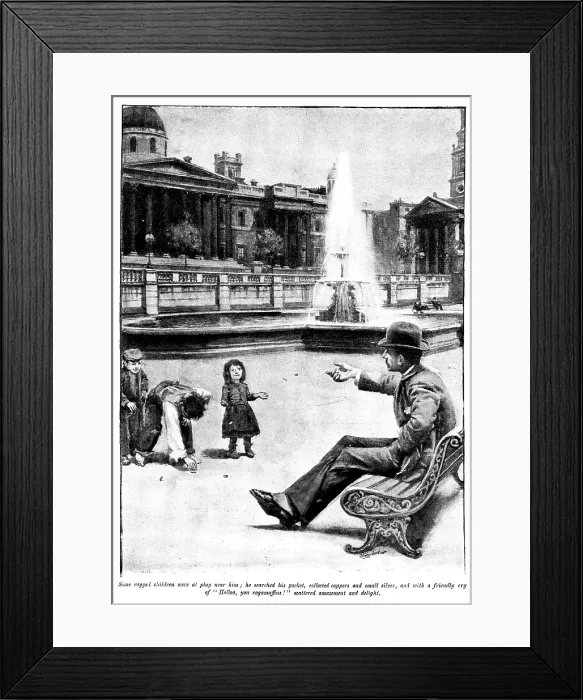 Framed Print : Eve's Ransom...Some ragged children were at play near him; he searched his pocket... 1895 Framed Print : Eve's Ransom...Some ragged children were at play near him; he searched his pocket... 1895