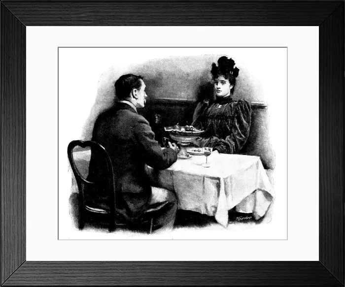 Framed Print : Eve's Ransom... Well, what do you aim at?' Hilliard asked disinterestedly, 1895. Creator: George Meisenbach. Eve's Ransom Framed Print : Eve's Ransom... Well, what do you aim at?' Hilliard asked disinterestedly, 1895. Creator: George Meisenbach. Eve's Ransom
