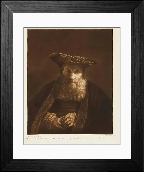 Framed Print : Bust of an Old Man with Velvet Cap, (c1630s), c1765. Creator: William Baillie Framed Print : Bust of an Old Man with Velvet Cap, (c1630s), c1765. Creator: William Baillie