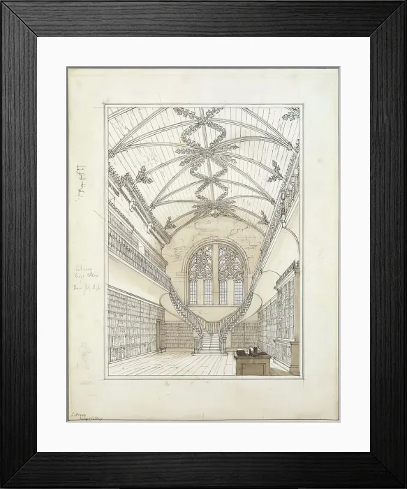 Framed Print : King's College Library, 1848. Creator: Robert William Billings. King's College Library, 1848. Creator: Robert William Billings