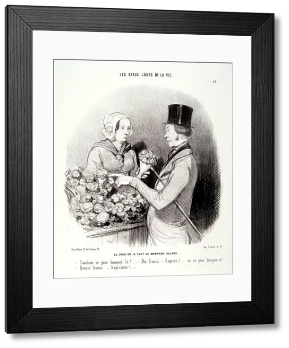 Framed Print : Les Beaux Jours de la Vie. Le Jour ou il Faut se Montrer Galant, 1845. Creator: Honore Daumier Framed Print : Les Beaux Jours de la Vie. Le Jour ou il Faut se Montrer Galant, 1845. Creator: Honore Daumier
