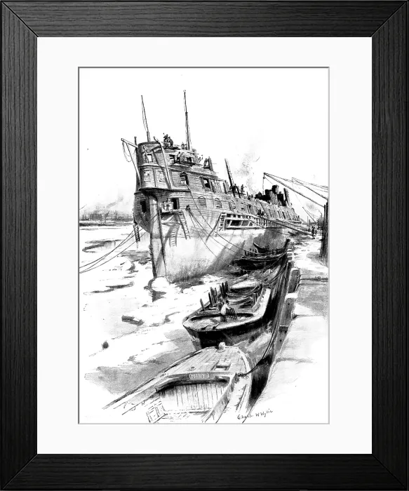 Framed Print : Breaking up the Old 'Benbow', 1895. Creator: Unknown Framed Print : Breaking up the Old 'Benbow', 1895. Creator: Unknown