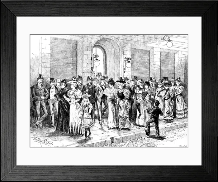 Framed Print : The Fashionable Promenade in Montevideo: outside the Club Uruguayo, 1895. Creator: Melton Prior Framed Print : The Fashionable Promenade in Montevideo: outside the Club Uruguayo, 1895. Creator: Melton Prior