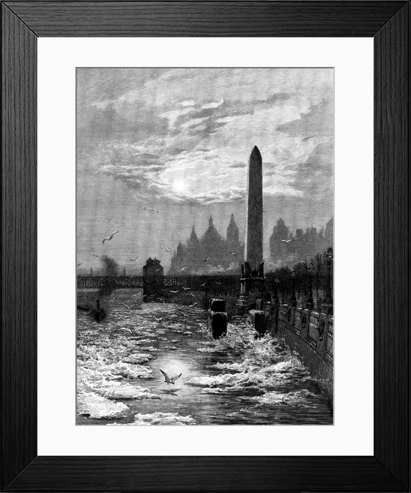 Framed Print : The Frozen Thames: seagulls circling round Cleopatra's Needle, 1895. Creator: Unknown. The Frozen Thames: seagulls circling round Cleopatra's Needle, 1895. Creator: Unknown Framed Print : The Frozen Thames: seagulls circling round Cleopatra's Needle, 1895. Creator: Unknown. The Frozen Thames: seagulls circling round Cleopatra's Needle, 1895. Creator: Unknown