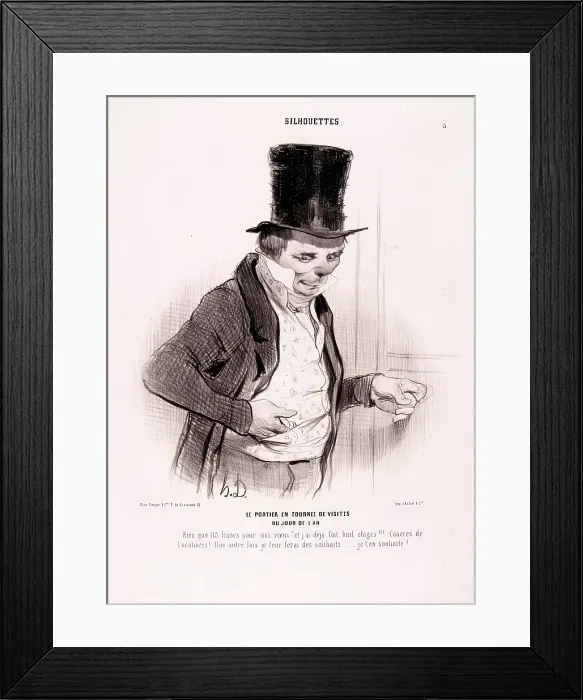 Framed Print : Le Portier en Tournees de Visites du jour de l'An (Silhouettes No. 5), 1841 Framed Print : Le Portier en Tournees de Visites du jour de l'An (Silhouettes No. 5), 1841
