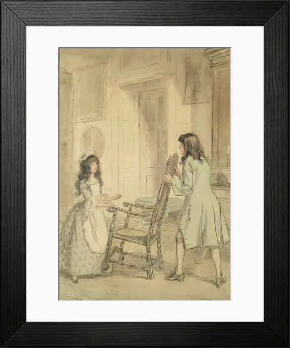 Framed Print : Esmond Placed the Great Chair between Him and Her, 1905. Creator: Hugh Thomson Framed Print : Esmond Placed the Great Chair between Him and Her, 1905. Creator: Hugh Thomson