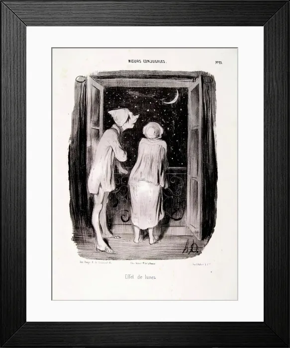 Framed Print : Moeurs Conjugales. Effets de lunes, 1840. Creator: Honore Daumier Framed Print : Moeurs Conjugales. Effets de lunes, 1840. Creator: Honore Daumier