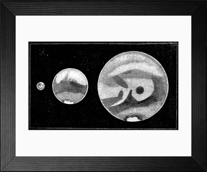 Framed Print : Our Near Neighbour, Mars: Fig. 6: apparent dimensions of Mars at...Extreme and mean distances, 1895. Creator: Unknown Framed Print : Our Near Neighbour, Mars: Fig. 6: apparent dimensions of Mars at...Extreme and mean distances, 1895. Creator: Unknown