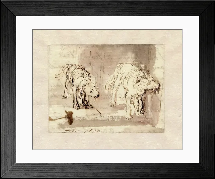 Framed Print : Study of Dogs, 1820. Creator: David Wilkie Framed Print : Study of Dogs, 1820. Creator: David Wilkie
