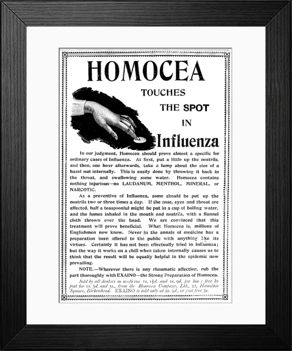 Framed Print : Advertisement for Homocea, 1895. Creator: Unknown Framed Print : Advertisement for Homocea, 1895. Creator: Unknown