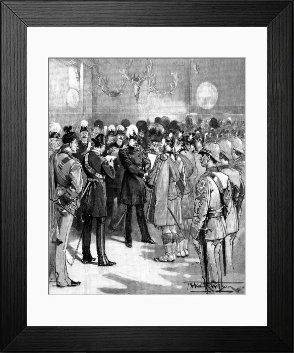 Framed Print : Presentation of Long Service Medals to volunteers, London Scottish Drill Hall, Westminster, 1895. Creator: Unknown Framed Print : Presentation of Long Service Medals to volunteers, London Scottish Drill Hall, Westminster, 1895. Creator: Unknown