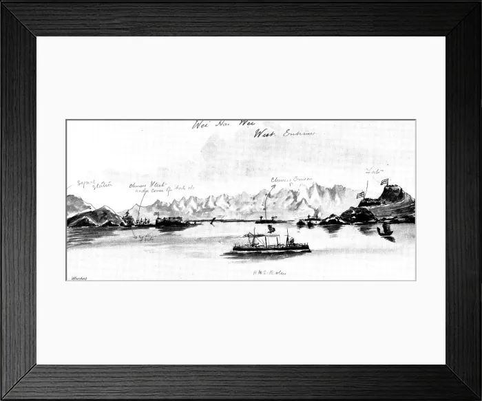 Framed Print : The War in Eastern Asia: facsimile of a sketch by Mr. James Fuller, H.M.S. 'Aeolus', 1895. Creator: George Meisenbach Framed Print : The War in Eastern Asia: facsimile of a sketch by Mr. James Fuller, H.M.S. 'Aeolus', 1895. Creator: George Meisenbach