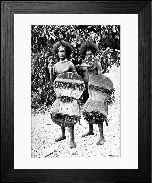 Framed Print : A Page from Papua: New Guinea warriors, 1895. Creator: George Meisenbach Framed Print : A Page from Papua: New Guinea warriors, 1895. Creator: George Meisenbach