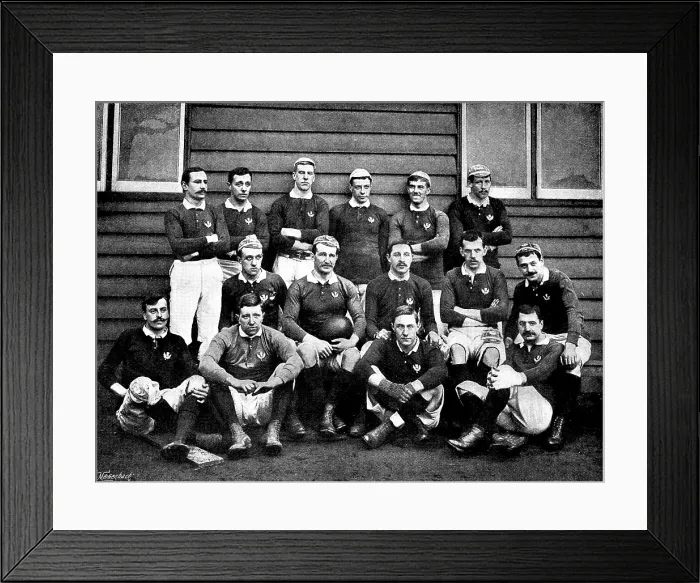 Framed Print : The International Rugby Football-Match at Richmond on March 9: the Scotch team, 1895. Creator: Russell & Sons Framed Print : The International Rugby Football-Match at Richmond on March 9: the Scotch team, 1895. Creator: Russell & Sons