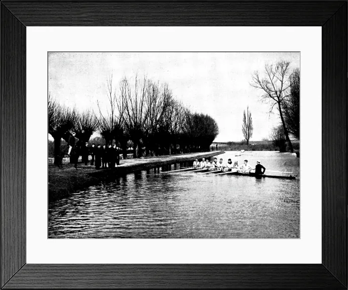 Framed Print : The Universities Boat-Race: the Cambridge crew at practice - a word of advice from the coach, 1895 Framed Print : The Universities Boat-Race: the Cambridge crew at practice - a word of advice from the coach, 1895
