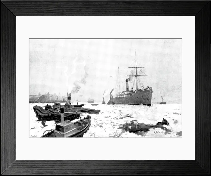 Framed Print : The Frozen Thames: a study near Blackwall, 1895. Creator: George Meisenbach Framed Print : The Frozen Thames: a study near Blackwall, 1895. Creator: George Meisenbach