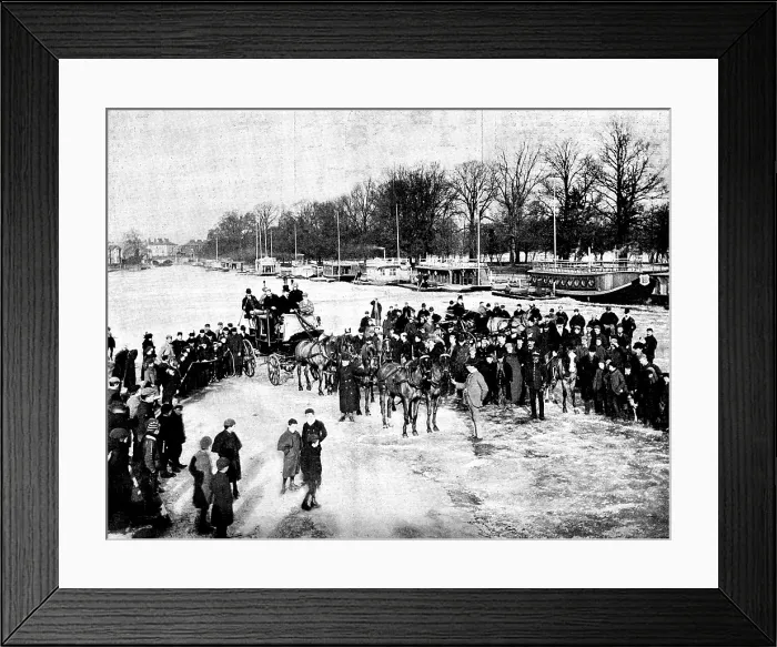 Framed Print : Coaching on the Isis at Oxford, 1895. Creator: Hills and Saunders Framed Print : Coaching on the Isis at Oxford, 1895. Creator: Hills and Saunders