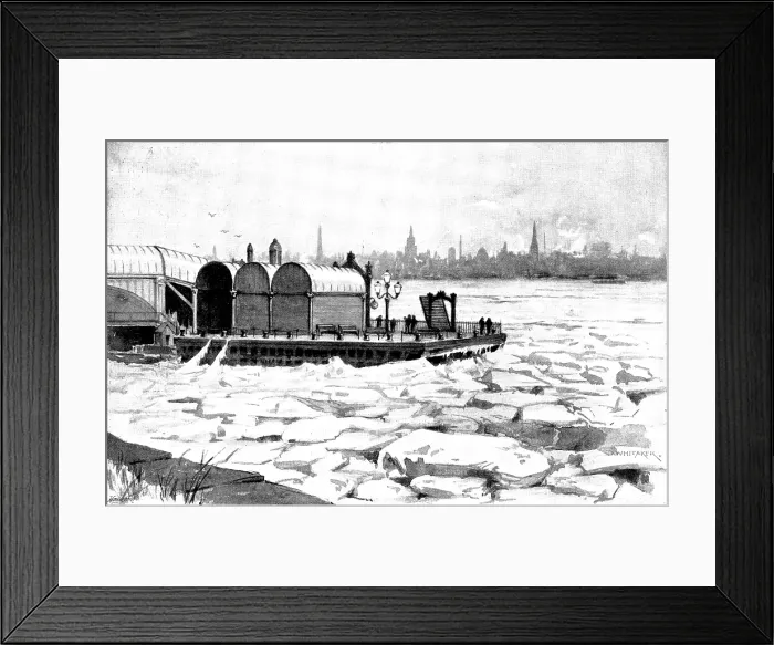 Framed Print : The Frozen Mersey: looking from Birkenhead to Liverpool, 1895. Creator: George Meisenbach Framed Print : The Frozen Mersey: looking from Birkenhead to Liverpool, 1895. Creator: George Meisenbach