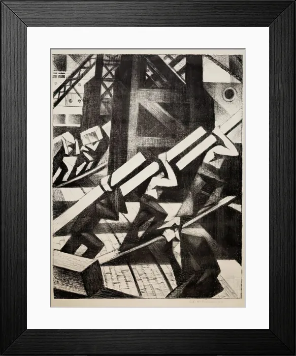 Framed Print : Loading the Ship, 1917. Creator: CRW Nevinson Framed Print : Loading the Ship, 1917. Creator: CRW Nevinson