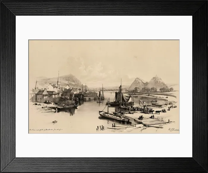 Framed Print : Scotland Delineated-The Town and Castle of Dumbarton from the Leven, 1847. Creator: James Duffield Harding Framed Print : Scotland Delineated-The Town and Castle of Dumbarton from the Leven, 1847. Creator: James Duffield Harding