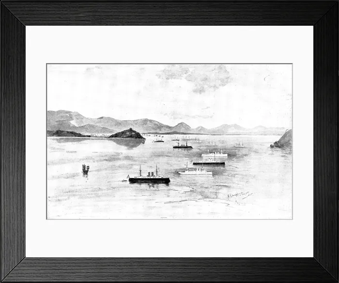 Framed Print : The War in Eastern Asia: before the attack on Wei-Hai-Wei, 1895. Creator: Unknown Framed Print : The War in Eastern Asia: before the attack on Wei-Hai-Wei, 1895. Creator: Unknown