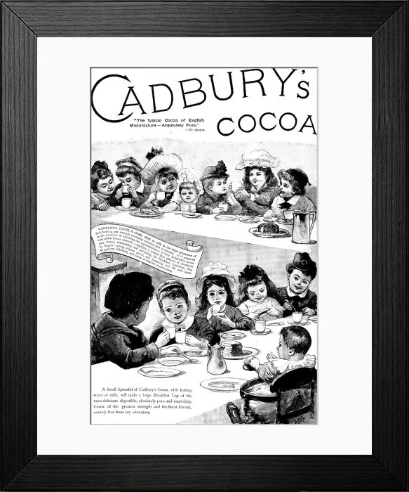 Framed Print : Advertisement for Cadbury's Cocoa, 1895. Creator: Unknown. Advertisement for Cadbury's Cocoa, 1895. Creator: Unknown Framed Print : Advertisement for Cadbury's Cocoa, 1895. Creator: Unknown. Advertisement for Cadbury's Cocoa, 1895. Creator: Unknown