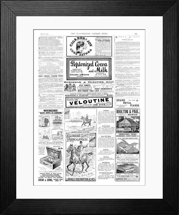 Framed Print : Page of advertisements, 1895. Creator: Unknown Framed Print : Page of advertisements, 1895. Creator: Unknown