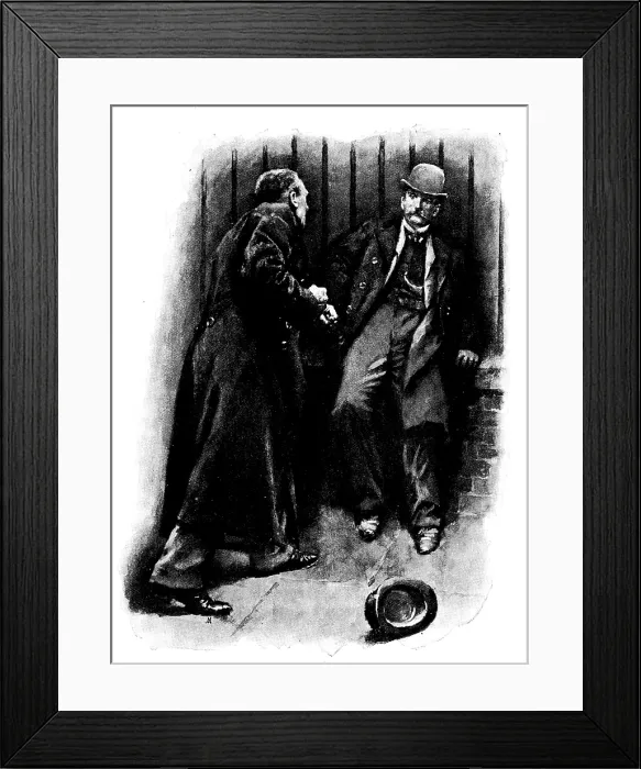 Framed Print : Eve's Ransom...Hilliard staggered back against the railings, 1895. Creator: George Meisenbach. Eve's Ransom...Hilliard staggered back against the railings, 1895 Framed Print : Eve's Ransom...Hilliard staggered back against the railings, 1895. Creator: George Meisenbach. Eve's Ransom...Hilliard staggered back against the railings, 1895