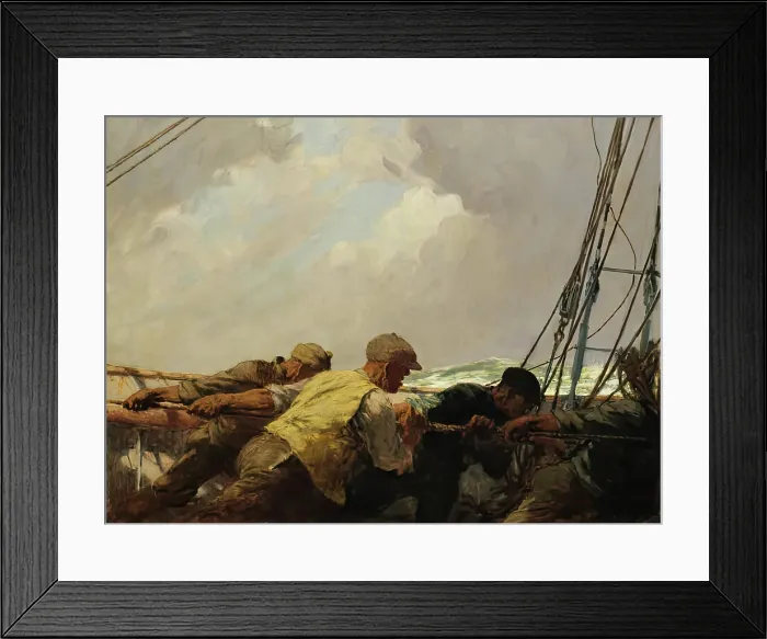 Framed Print : Hauling the Mainsail, 1933. Creator: Arthur Briscoe Framed Print : Hauling the Mainsail, 1933. Creator: Arthur Briscoe
