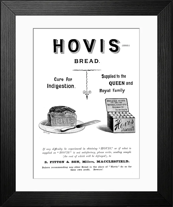 Framed Print : Advertisement for Hovis Bread and Biscuits, 1895. Creator: Unknown Framed Print : Advertisement for Hovis Bread and Biscuits, 1895. Creator: Unknown