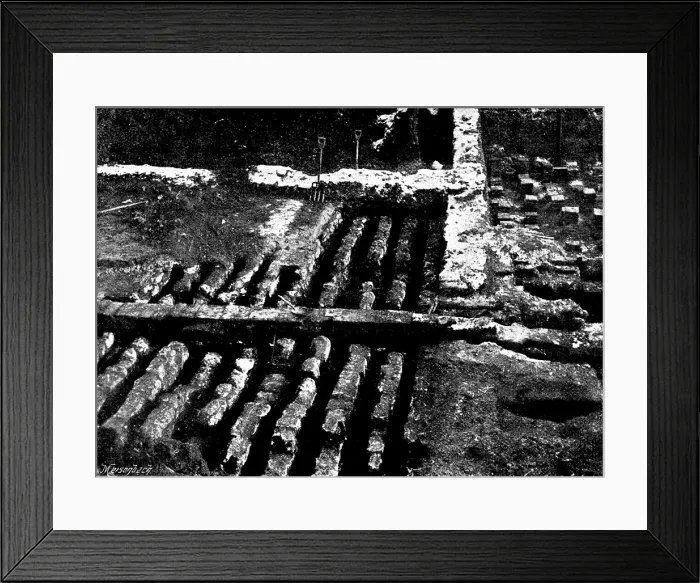 Framed Print : The Roman Villa recently discovered at Darenth...: hypocaust with chalk blocks, looking east, 1895. Creator: Ernest Christopher Youens Framed Print : The Roman Villa recently discovered at Darenth...: hypocaust with chalk blocks, looking east, 1895. Creator: Ernest Christopher Youens