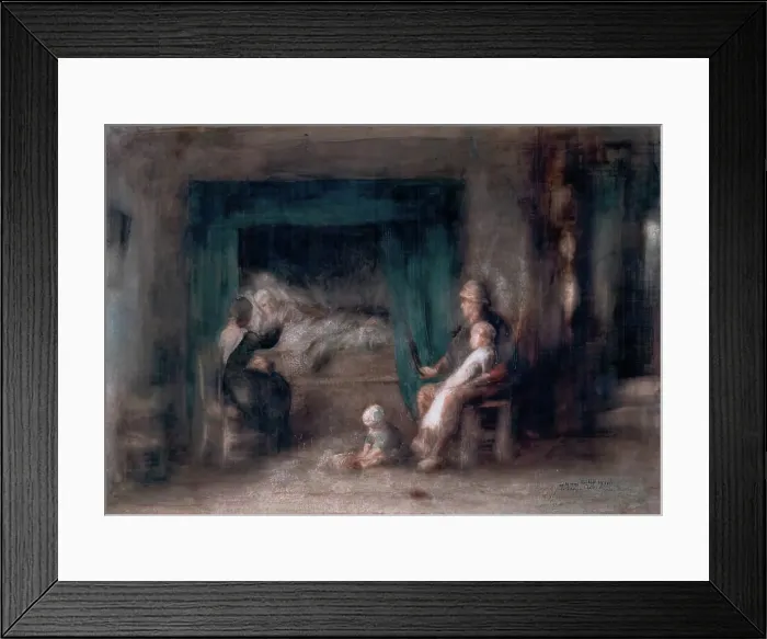 Framed Print : The Sick Mother, c1869. Creator: Jozef Israels Framed Print : The Sick Mother, c1869. Creator: Jozef Israels