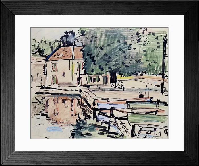 Framed Print : House By The Water - Reflections, c1927. Creator: George Leslie Hunter Framed Print : House By The Water - Reflections, c1927. Creator: George Leslie Hunter