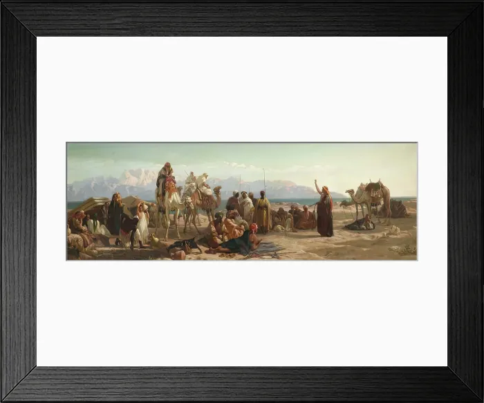 Framed Print : Early Morning in the Wilderness of Shur, 1860. Creator: Frederick Goodall Framed Print : Early Morning in the Wilderness of Shur, 1860. Creator: Frederick Goodall
